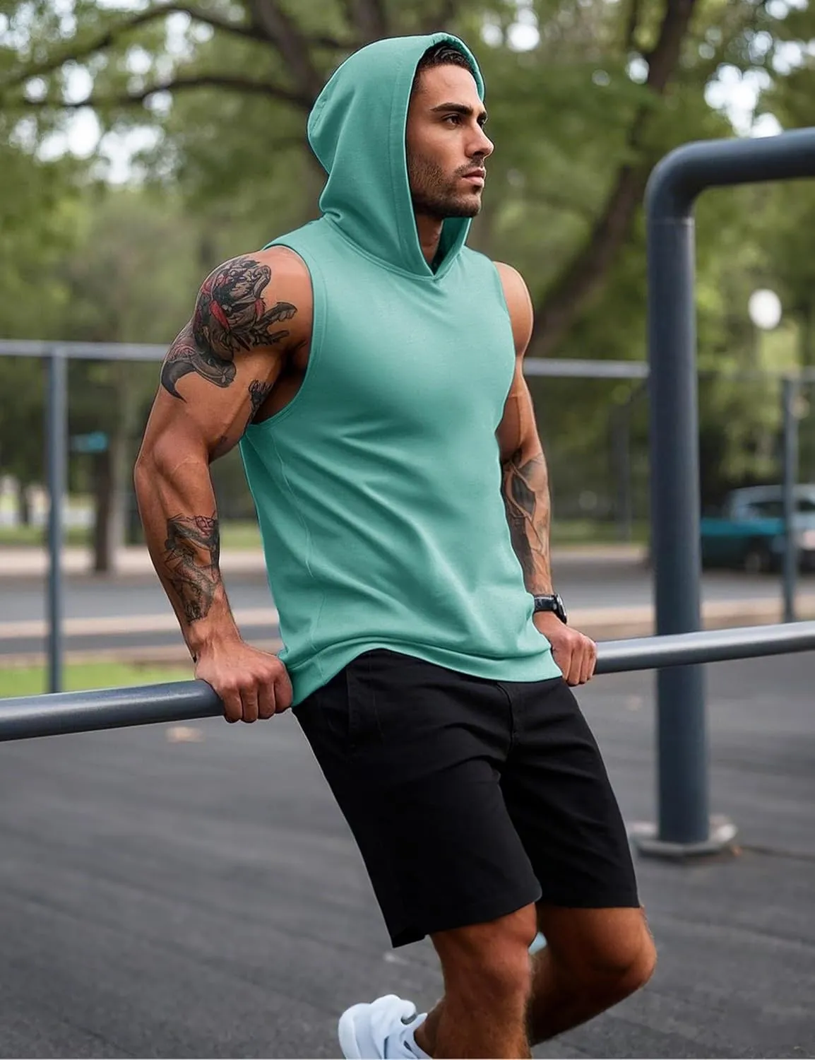MAGCOMSEN Mens Tank Top Sleeveless Hoodie Cotton T-Shirt Summer Casual Shirt Muscle Tee