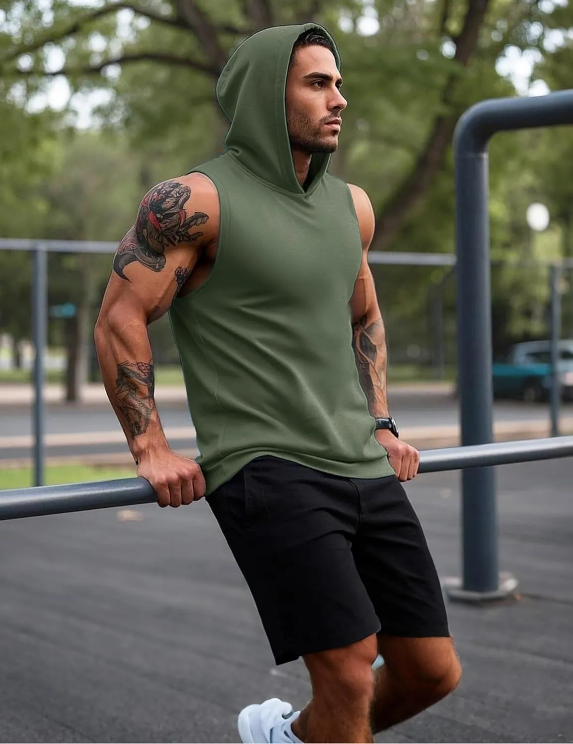 MAGCOMSEN Mens Tank Top Sleeveless Hoodie Cotton T-Shirt Summer Casual Shirt Muscle Tee
