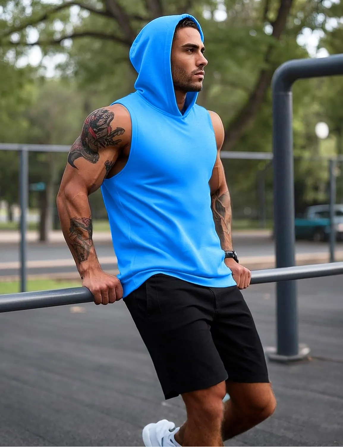 MAGCOMSEN Mens Tank Top Sleeveless Hoodie Cotton T-Shirt Summer Casual Shirt Muscle Tee