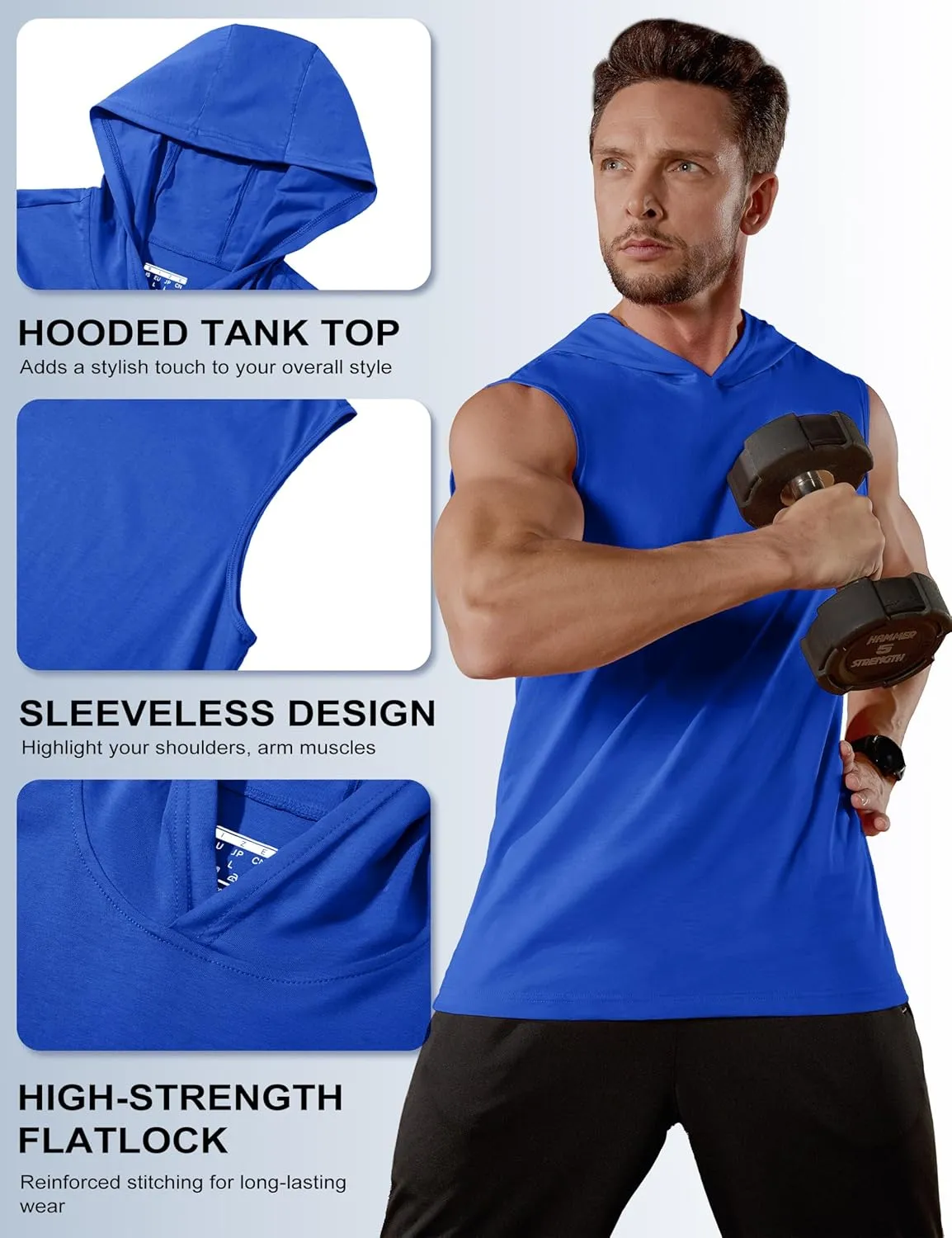 MAGCOMSEN Mens Tank Top Sleeveless Hoodie Cotton T-Shirt Summer Casual Shirt Muscle Tee
