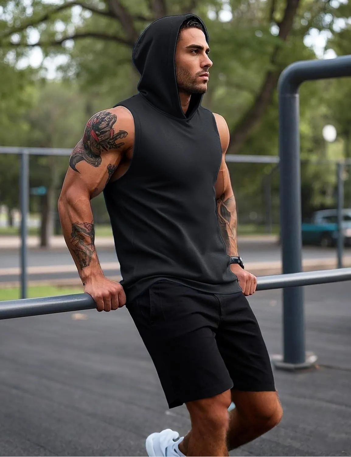 MAGCOMSEN Mens Tank Top Sleeveless Hoodie Cotton T-Shirt Summer Casual Shirt Muscle Tee