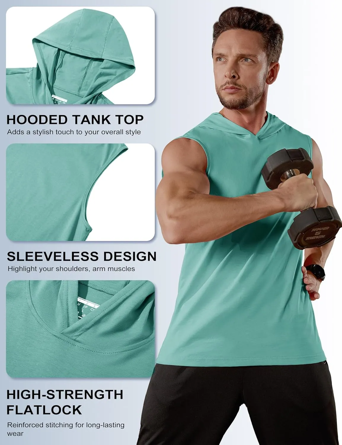 MAGCOMSEN Mens Tank Top Sleeveless Hoodie Cotton T-Shirt Summer Casual Shirt Muscle Tee