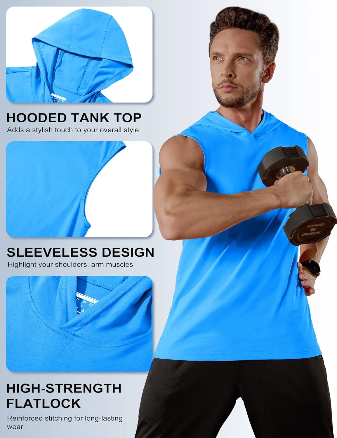 MAGCOMSEN Mens Tank Top Sleeveless Hoodie Cotton T-Shirt Summer Casual Shirt Muscle Tee