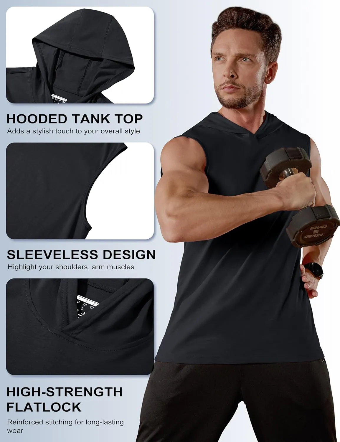 MAGCOMSEN Mens Tank Top Sleeveless Hoodie Cotton T-Shirt Summer Casual Shirt Muscle Tee