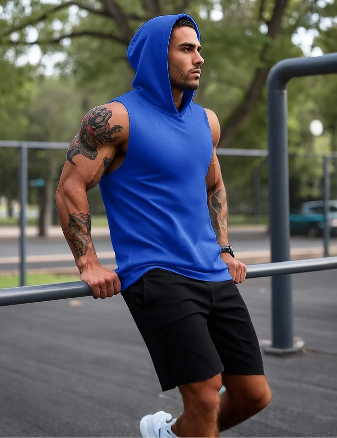 MAGCOMSEN Mens Tank Top Sleeveless Hoodie Cotton T-Shirt Summer Casual Shirt Muscle Tee