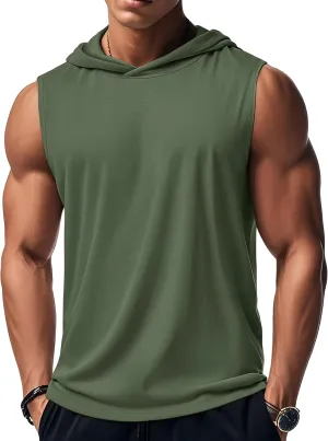 MAGCOMSEN Mens Tank Top Sleeveless Hoodie Cotton T-Shirt Summer Casual Shirt Muscle Tee