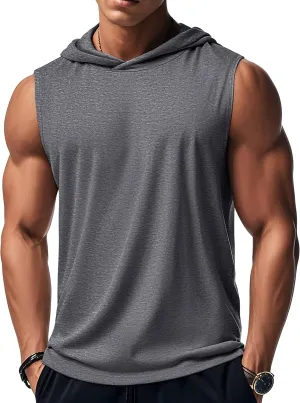 MAGCOMSEN Mens Tank Top Sleeveless Hoodie Cotton T-Shirt Summer Casual Shirt Muscle Tee