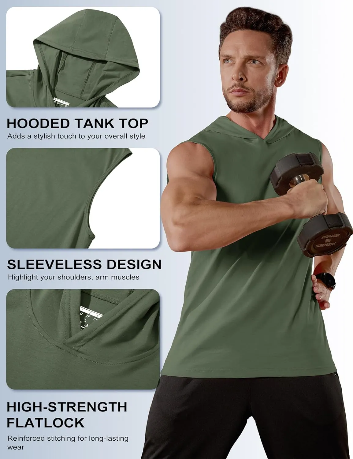 MAGCOMSEN Mens Tank Top Sleeveless Hoodie Cotton T-Shirt Summer Casual Shirt Muscle Tee