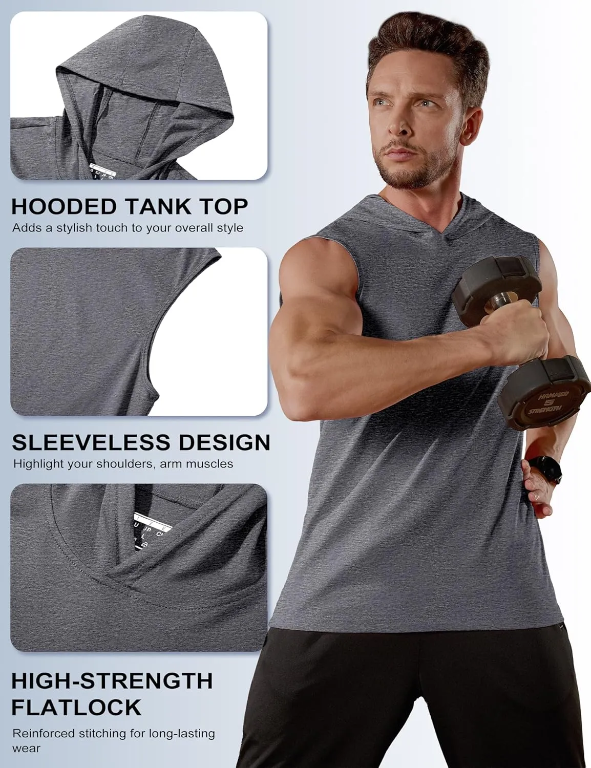 MAGCOMSEN Mens Tank Top Sleeveless Hoodie Cotton T-Shirt Summer Casual Shirt Muscle Tee