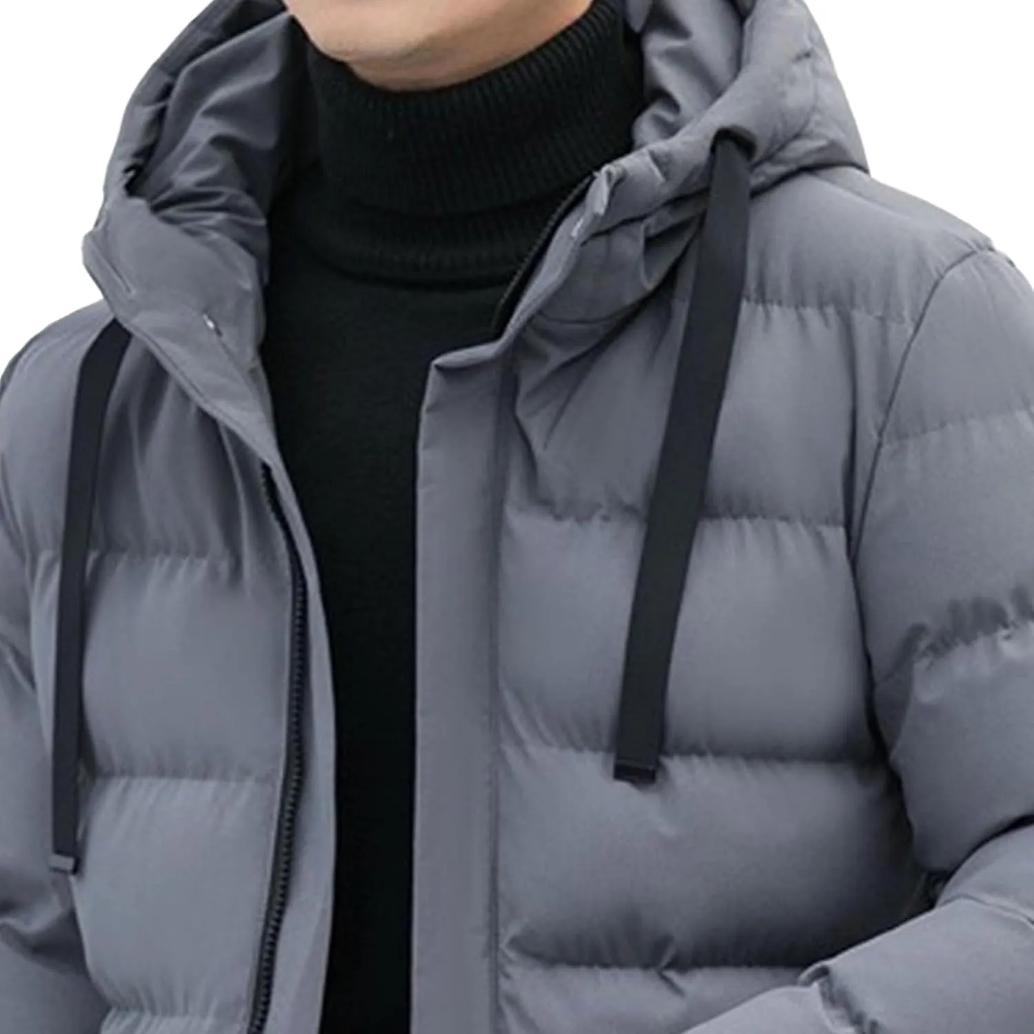 Maiyifu-GJ Men's Lightweight Thicken Warm Puffer Jacket Long Hooded Parka Outerwear Quilted Padded Down Coat Windbreaker