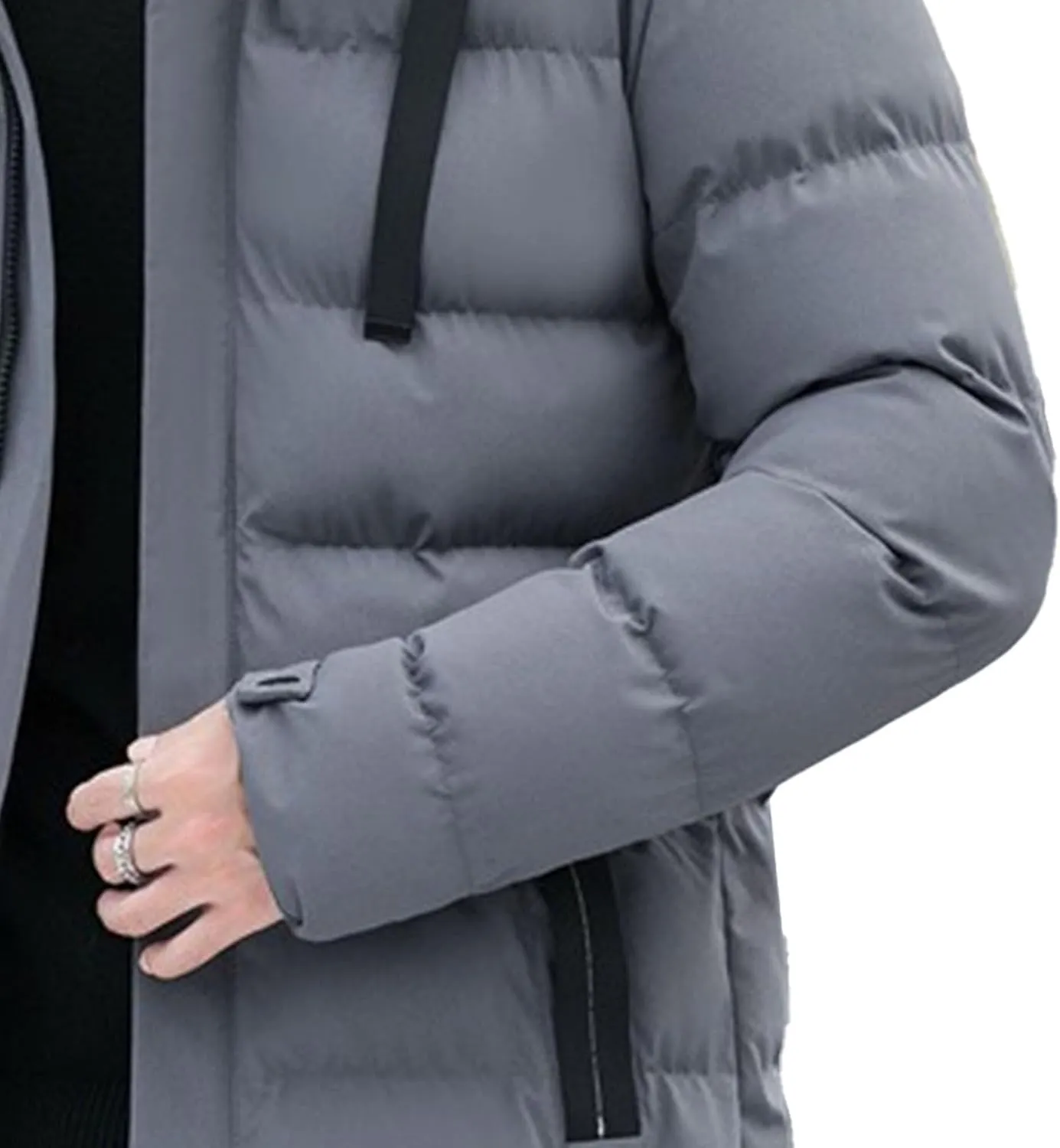 Maiyifu-GJ Men's Lightweight Thicken Warm Puffer Jacket Long Hooded Parka Outerwear Quilted Padded Down Coat Windbreaker