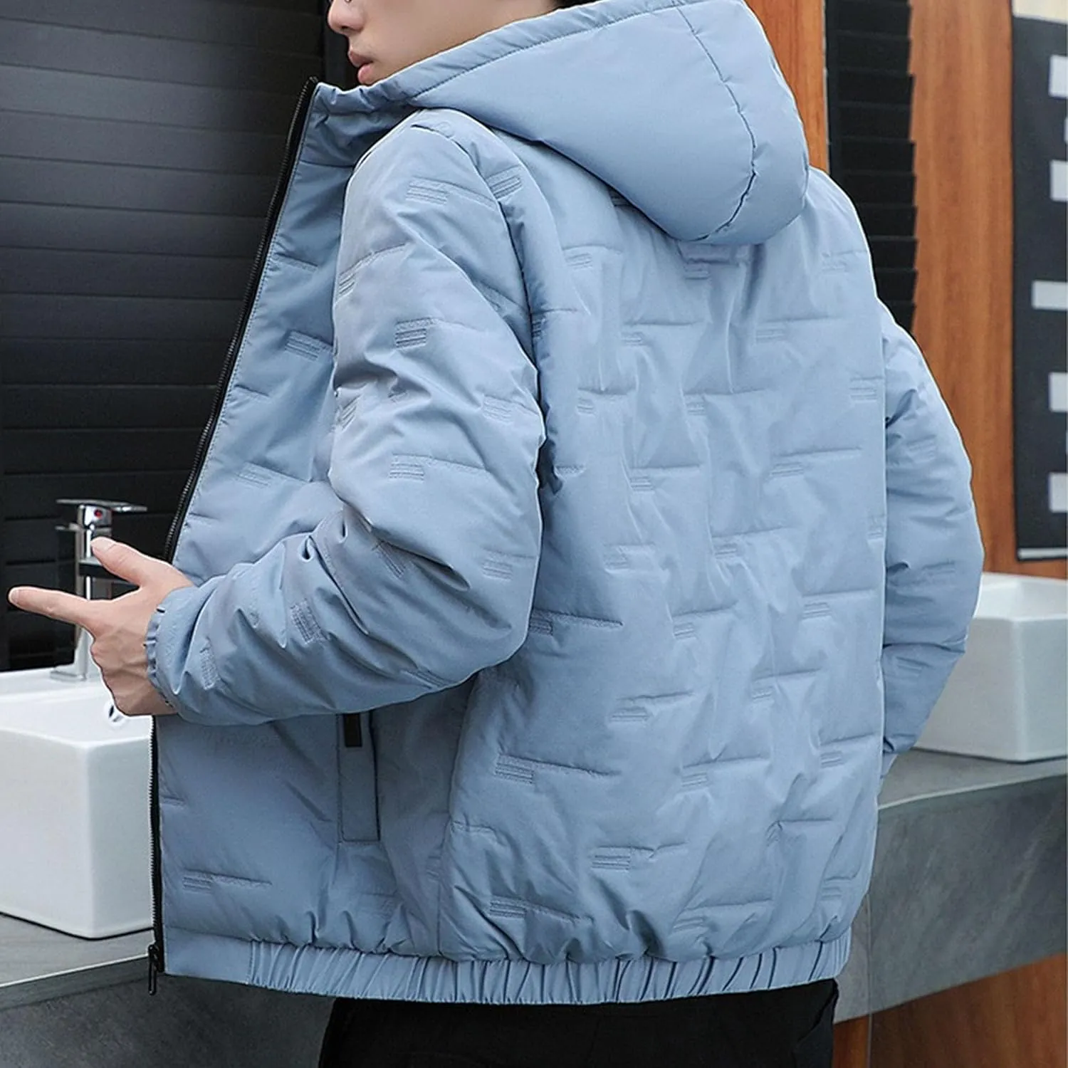 Maiyifu-GJ Men's Winter Coat Casual Lightweight Quilted Padded Jackets Hooded Warm Puffer Jacket Windproof Outerwear