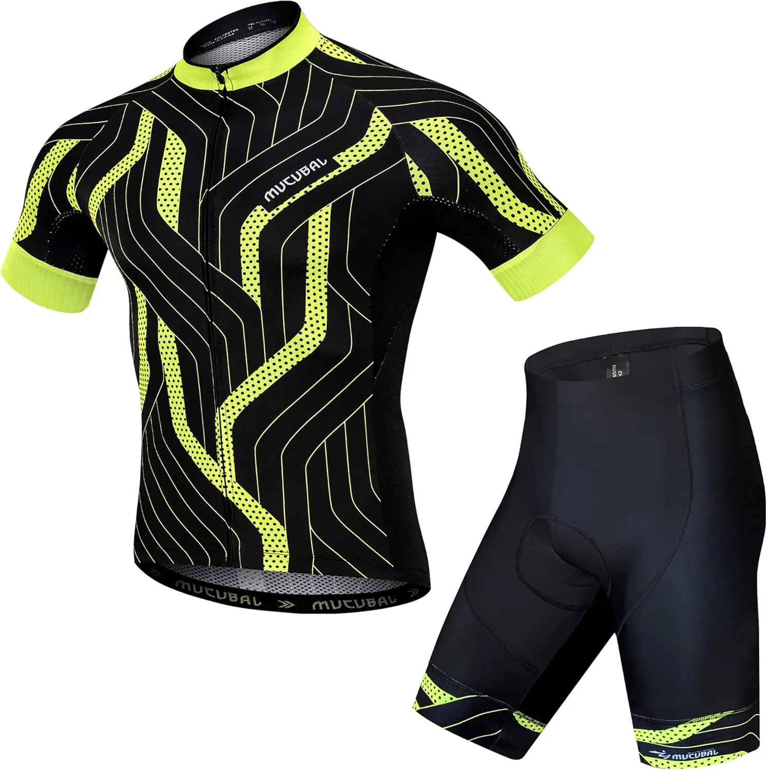 Men's Cycling Jersey and Padded Shorts Set Bike Short Sleeve Shirt Bicycle Clothing