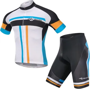 Men's Cycling Jersey and Padded Shorts Set Bike Short Sleeve Shirt Bicycle Clothing