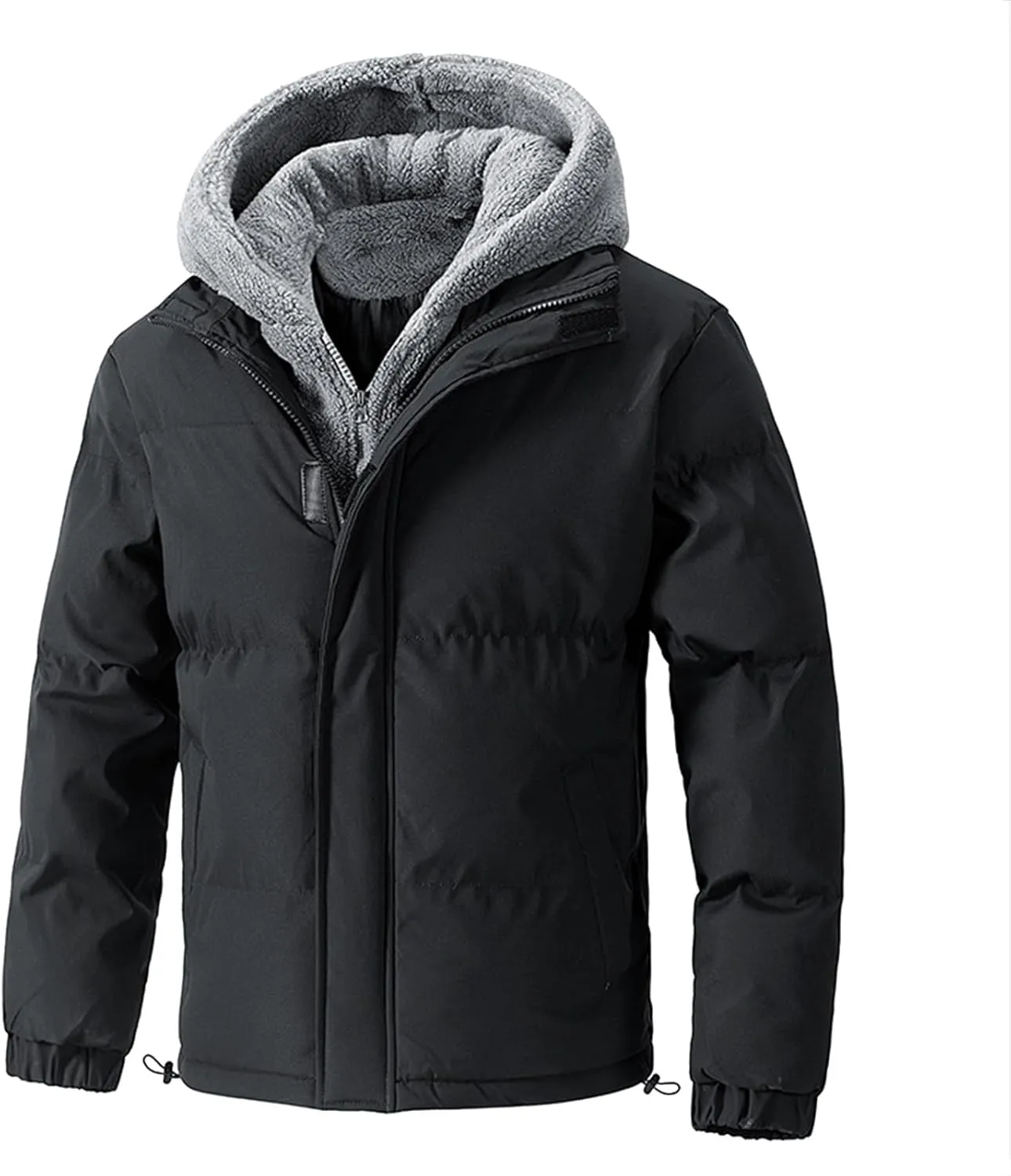 Men's Insulated Synthetic Down Puffer Jacket Men's Winter Windproof Warm Solid Color Insulated for Ski Hiking Travel