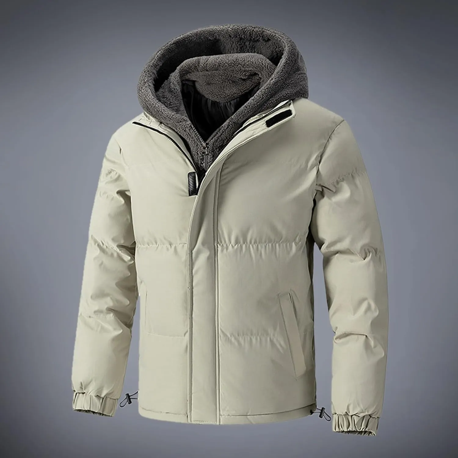 Men's Insulated Synthetic Down Puffer Jacket Men's Winter Windproof Warm Solid Color Insulated for Ski Hiking Travel