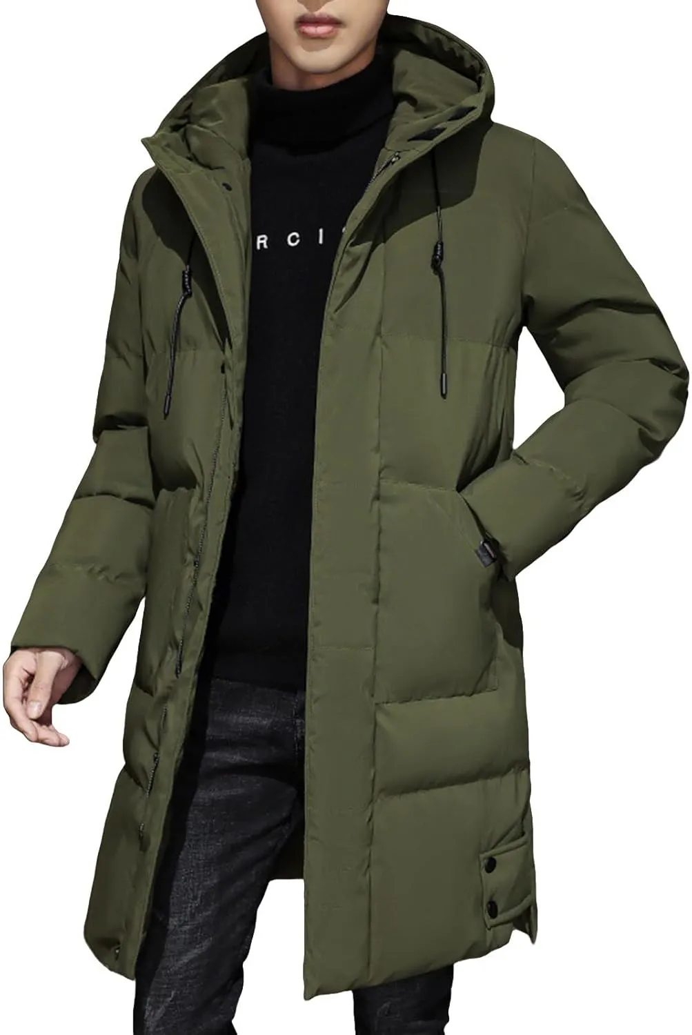 Men's Insulated Synthetic Down Puffer Jacket Men's Winter Windproof Warm Solid Color Insulated for Ski Hiking Travel