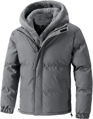 Men's Insulated Synthetic Down Puffer Jacket Men's Winter Windproof Warm Solid Color Insulated for Ski Hiking Travel