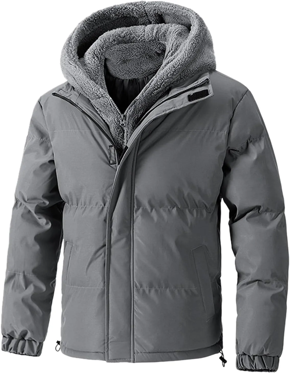 Men's Insulated Synthetic Down Puffer Jacket Men's Winter Windproof Warm Solid Color Insulated for Ski Hiking Travel