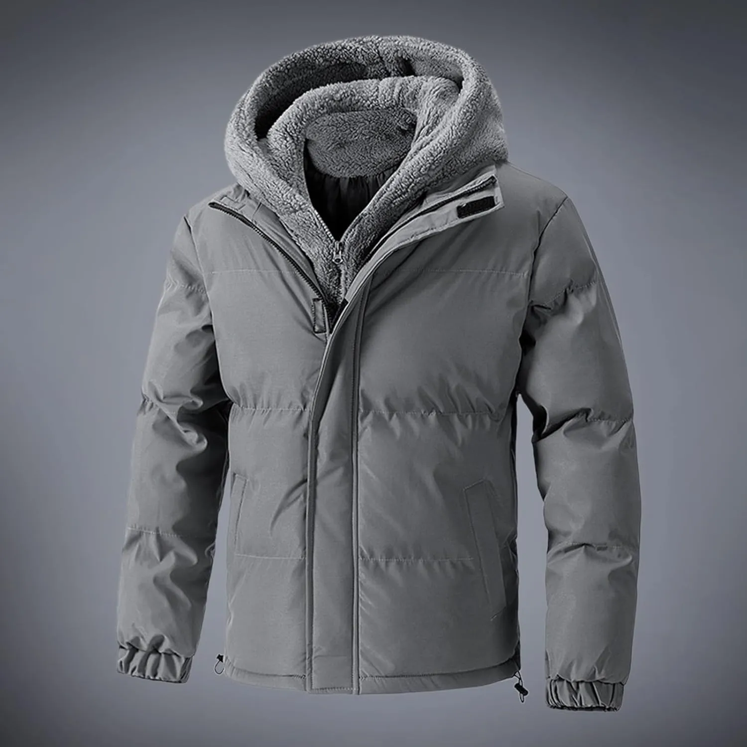 Men's Insulated Synthetic Down Puffer Jacket Men's Winter Windproof Warm Solid Color Insulated for Ski Hiking Travel