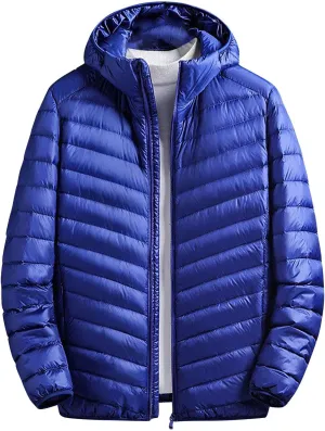 Men's Insulated Synthetic Down Puffer Jacket Men's Winter Windproof Warm Solid Color Insulated for Ski Hiking Travel