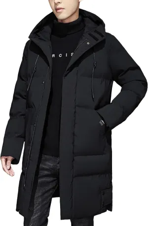 Men's Insulated Synthetic Down Puffer Jacket Men's Winter Windproof Warm Solid Color Insulated for Ski Hiking Travel