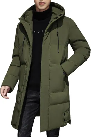 Men's Insulated Synthetic Down Puffer Jacket Men's Winter Windproof Warm Solid Color Insulated for Ski Hiking Travel