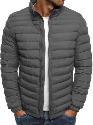 Mens Lightweight Puffer Jackets Winter Bomber Jackets Warm Insulated Quilted Down Coat Zip Up Padded Coat for Casual
