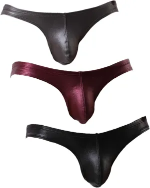 Men's Low Waist Briefs Underwear Sexy Faux Leather Bikini bottom B1162
