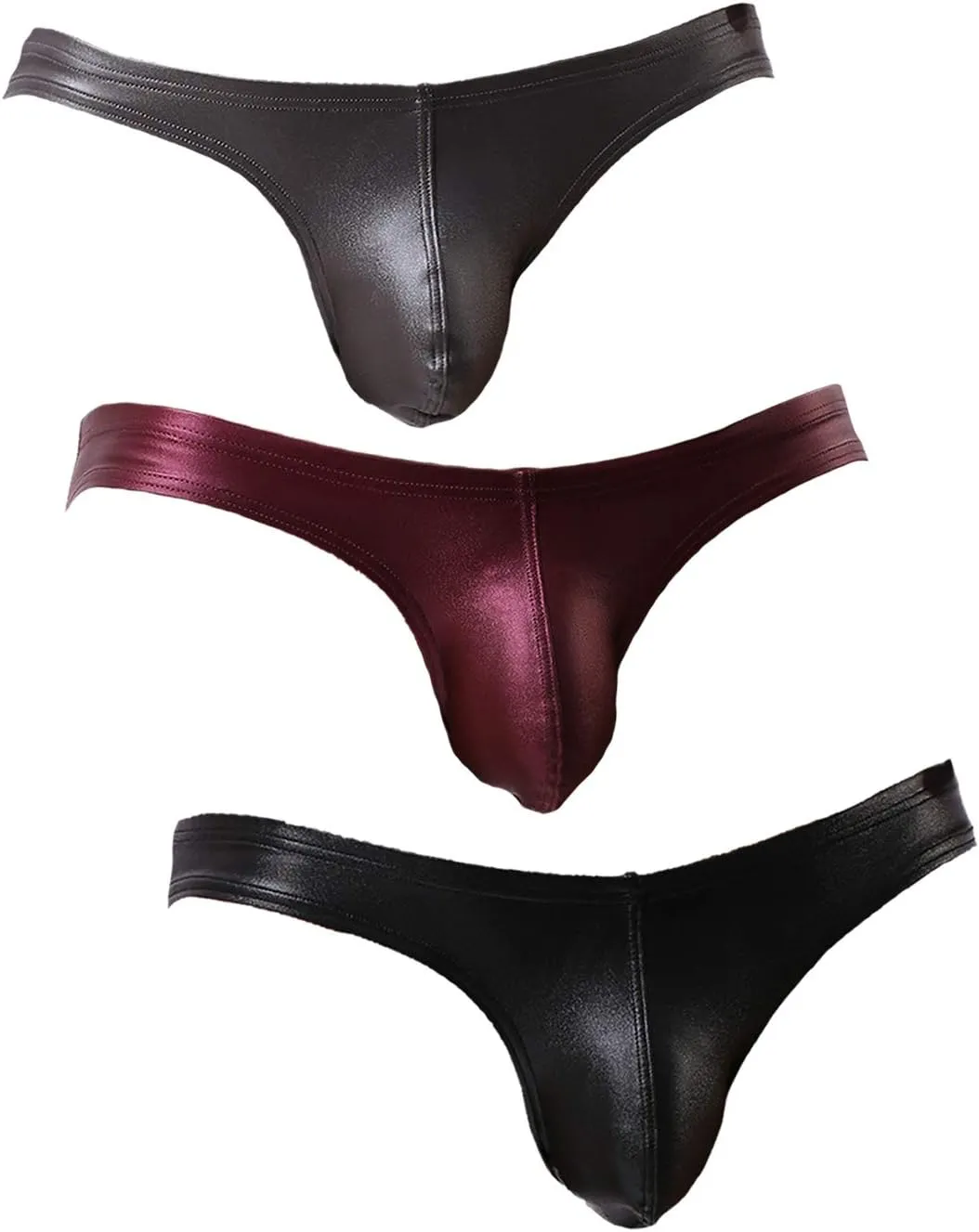 Men's Low Waist Briefs Underwear Sexy Faux Leather Bikini bottom B1162
