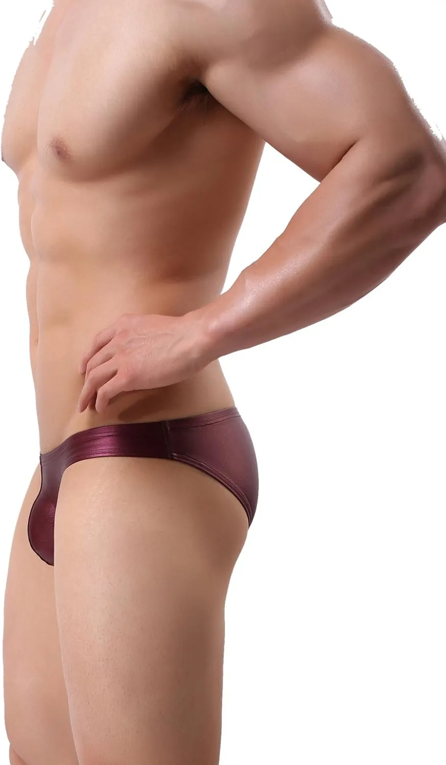 Men's Low Waist Briefs Underwear Sexy Faux Leather Bikini bottom B1162