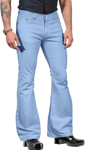 Men's Retro 70s Bell Bottom Pants Stretch Fit Comfortable Flared Legs Classic for Disco Nights 60s Fashion Trend