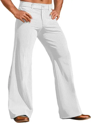 Men's Vintage Corduroy Pants Stretchy Bell Bottom Pants Solid Color Open Bottom Trousers Classic Fashion Trousers