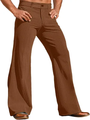 Men's Vintage Corduroy Pants Stretchy Bell Bottom Pants Solid Color Open Bottom Trousers Classic Fashion Trousers