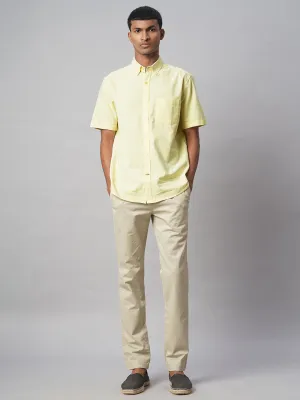 Men's Yellow Oxford 100% Cotton Regular Fit Shirt