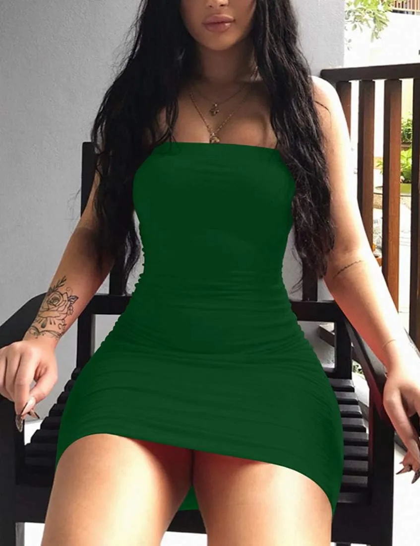Mokoru Women's Casual Basic Bodycon Tube Top Sexy Strapless Club Party Mini Dress