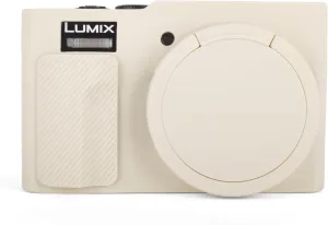 MUZIRI KINOKOO Silicone Case Compatible for Panasonic Lumix DC-ZS99 Digital Camera - Soft Rubber DC-ZS99 Protective Cover with Removable Lens Cover - Anti-Slip & Anti-Scratch - Off White