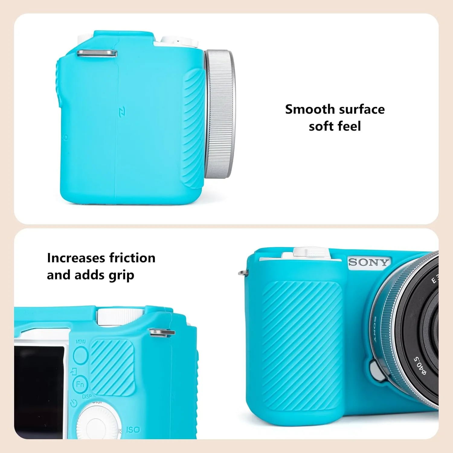 MUZIRI KINOKOO Silicone Case Compatible for Sony ZVE10 II/ZV-E10 II Digital Camera, Soft Rubber ZV-E10 II ZV E10 II Protective Case- Anti-Slip & Anti-Scratch Enhanced Grip to Camera - Sky Blue