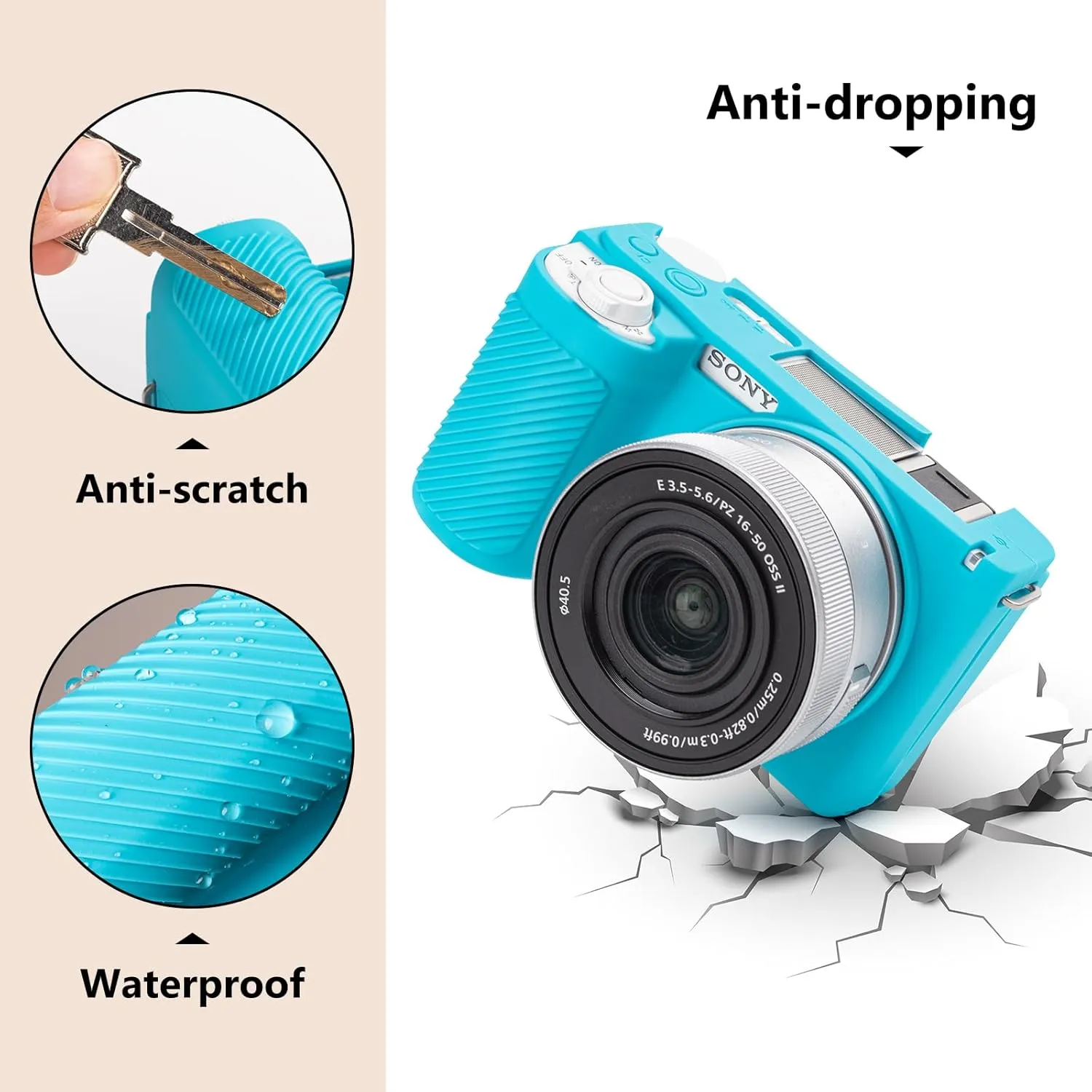 MUZIRI KINOKOO Silicone Case Compatible for Sony ZVE10 II/ZV-E10 II Digital Camera, Soft Rubber ZV-E10 II ZV E10 II Protective Case- Anti-Slip & Anti-Scratch Enhanced Grip to Camera - Sky Blue
