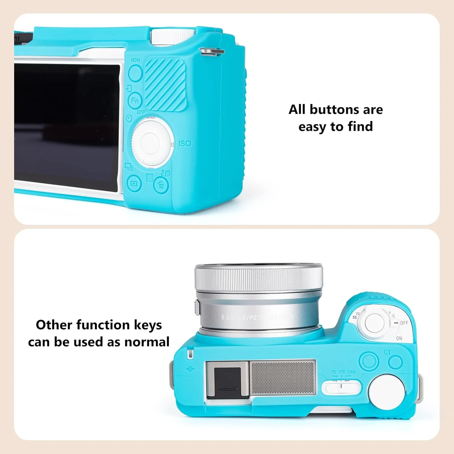 MUZIRI KINOKOO Silicone Case Compatible for Sony ZVE10 II/ZV-E10 II Digital Camera, Soft Rubber ZV-E10 II ZV E10 II Protective Case- Anti-Slip & Anti-Scratch Enhanced Grip to Camera - Sky Blue