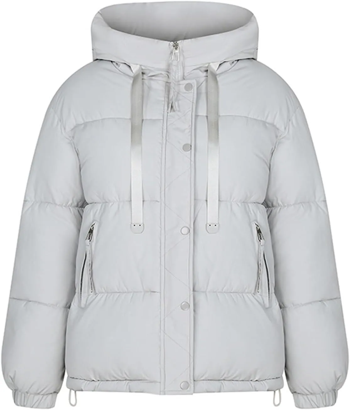 NATHGAM Women Winter Parka Coats Baggy Zip Short Down Jacket Oversized Quilted Hooded Jacket Lightweight Warm Puffer Jacket