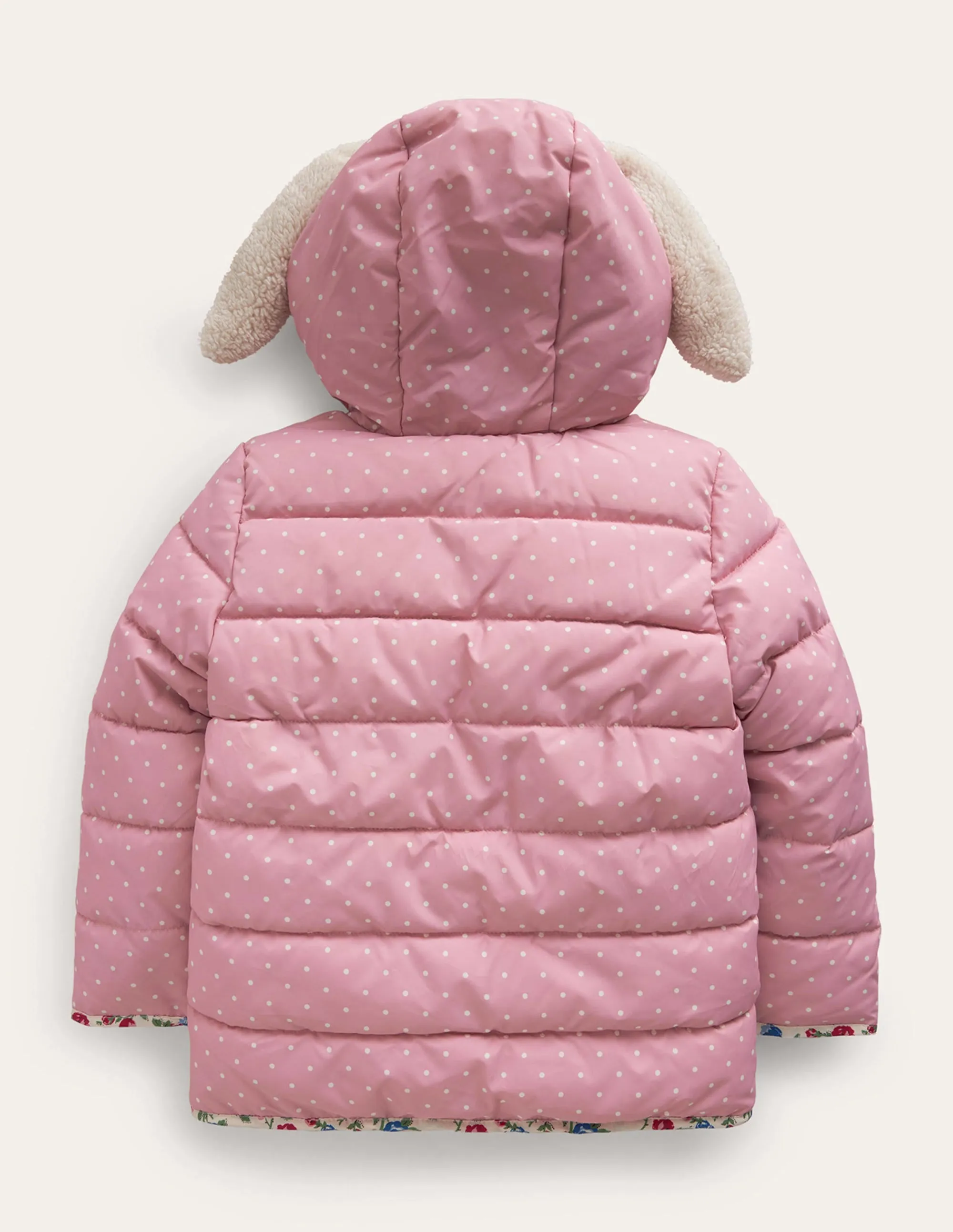 Novelty Padded Coat-Putty / Vintage Pink Spot