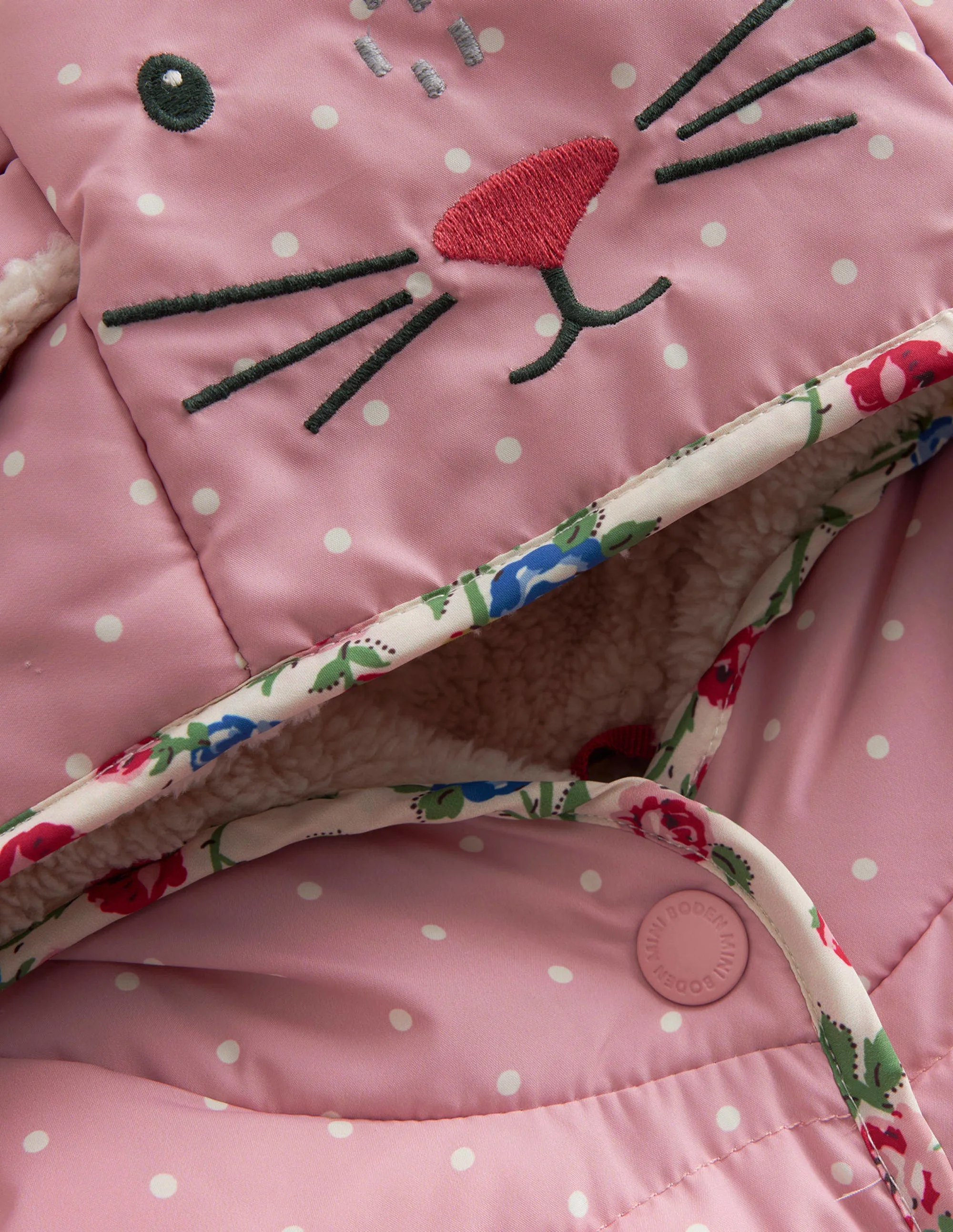 Novelty Padded Coat-Putty / Vintage Pink Spot