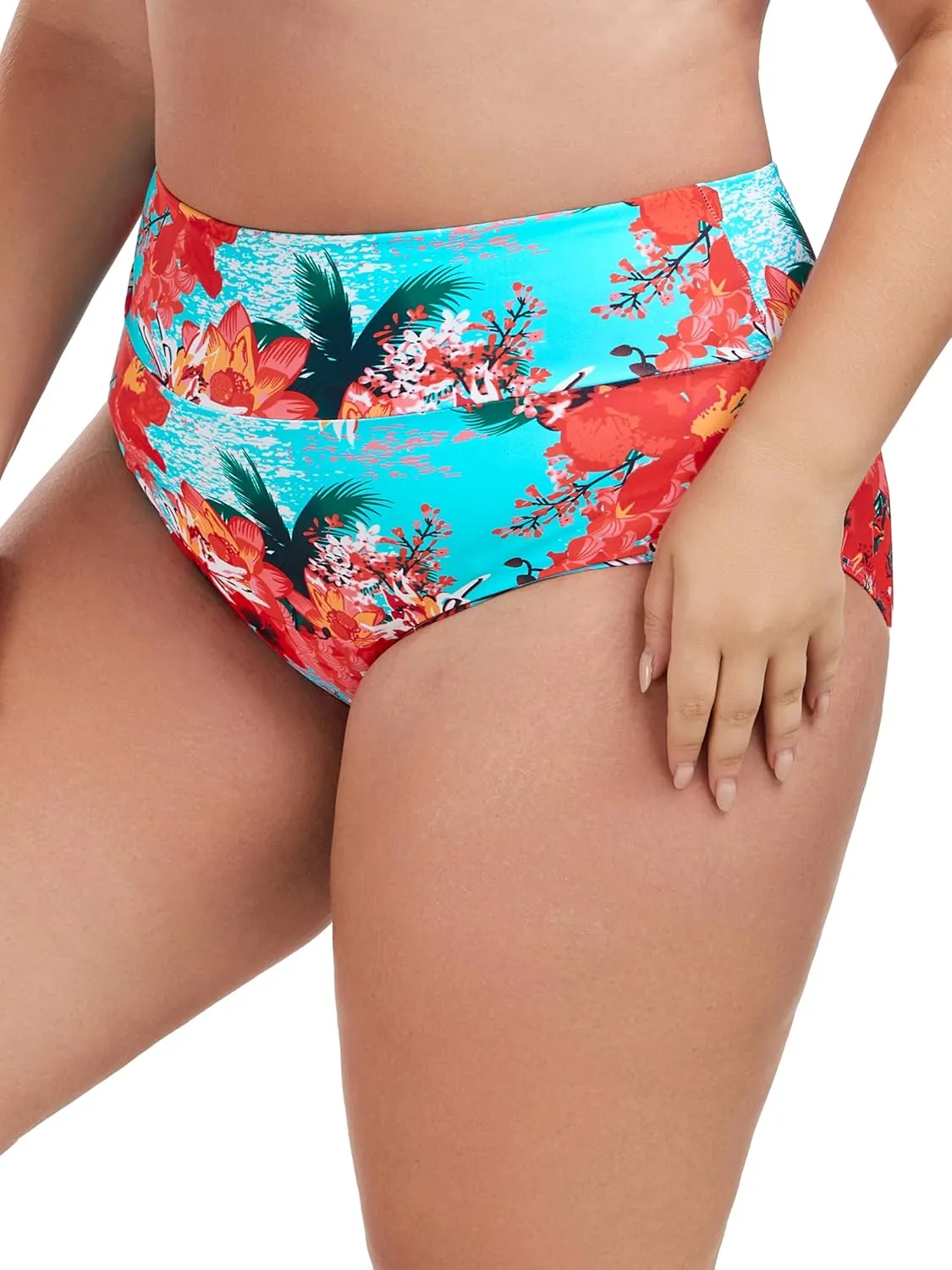 Ocean Blues Women's Plus Size High Waisted Bikini Bottom Full Coverage Swim Bottom
