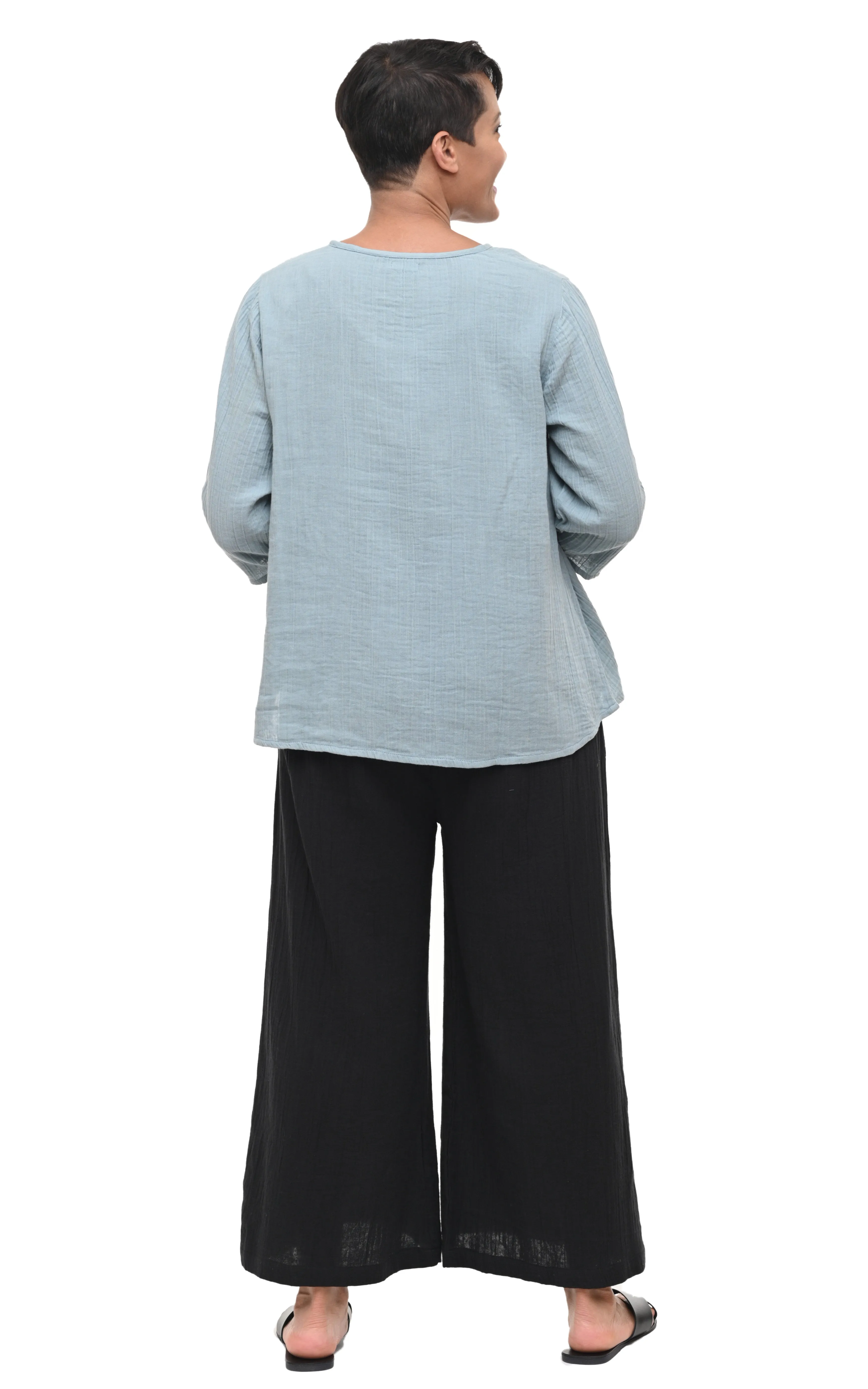 Olga Womens Top Cotton Gauze in Abyss