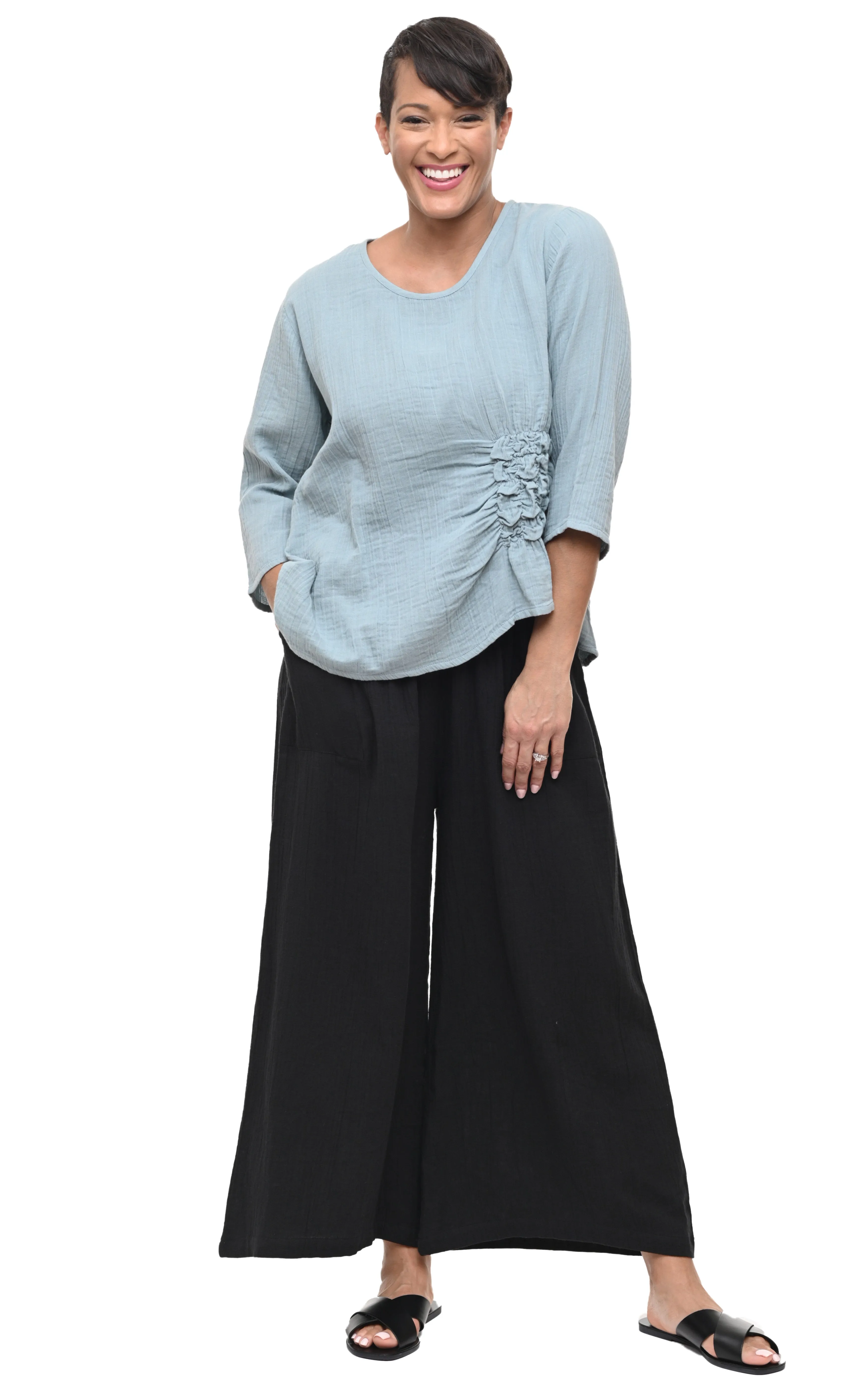 Olga Womens Top Cotton Gauze in Abyss