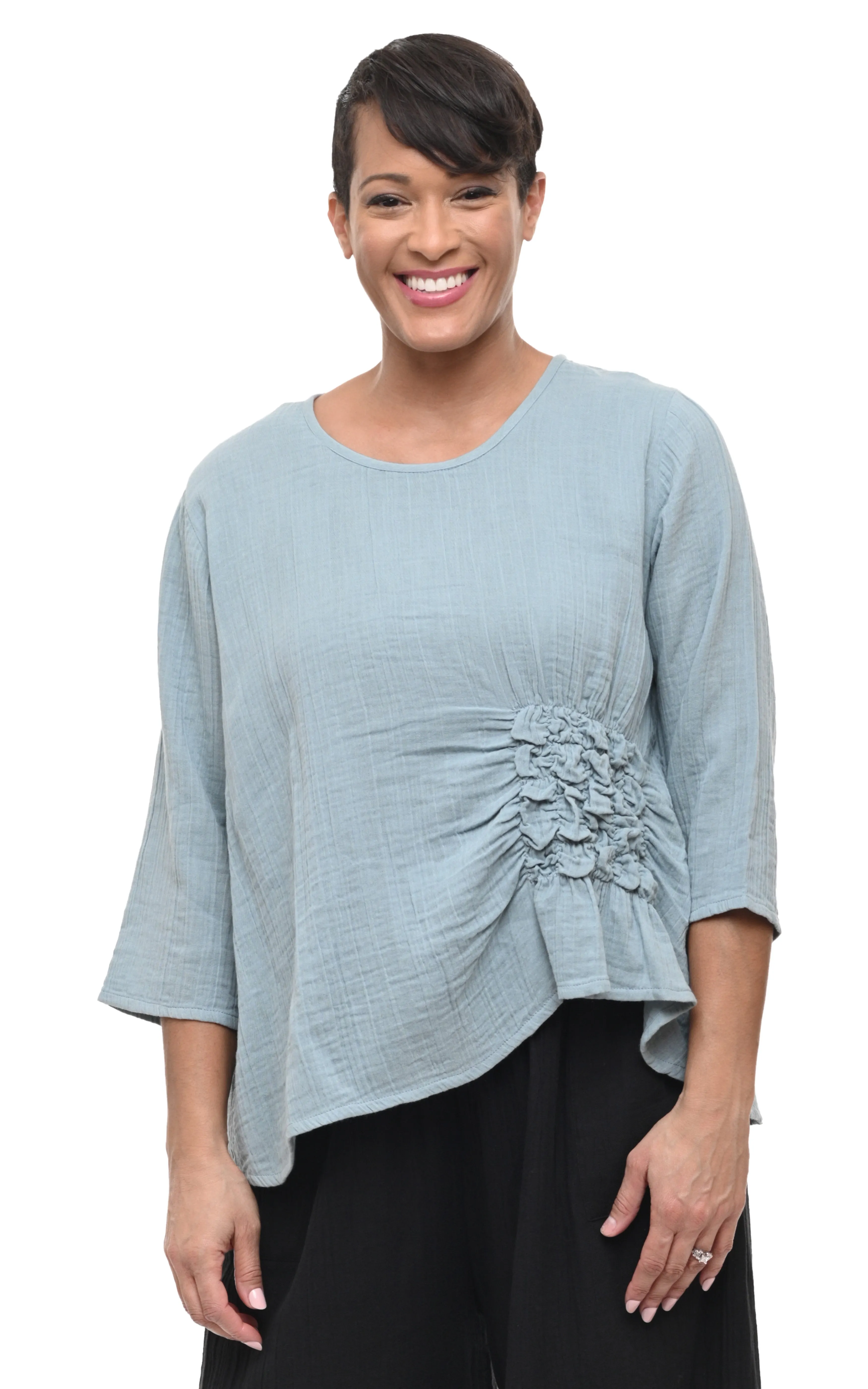 Olga Womens Top Cotton Gauze in Abyss