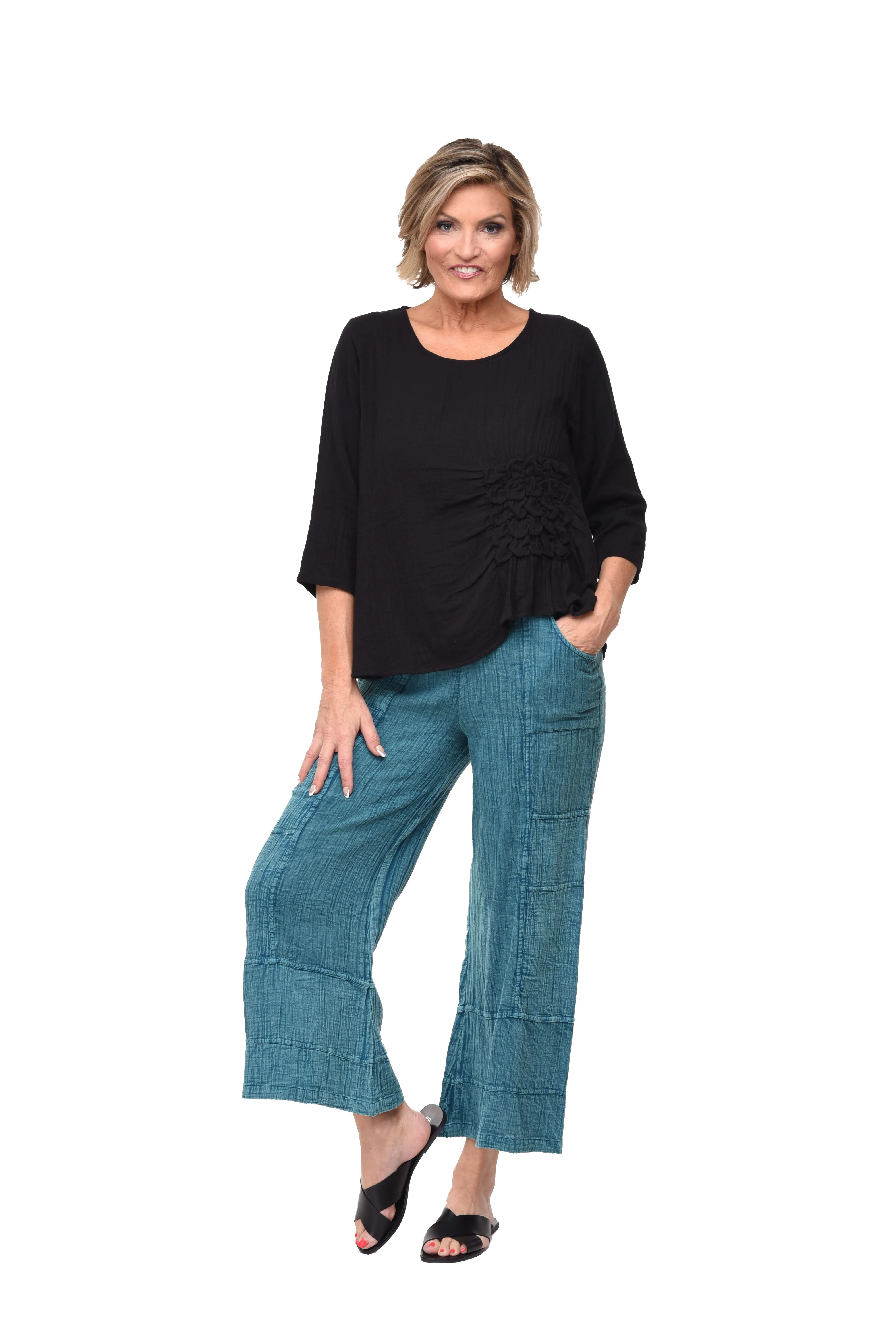 Olga Womens Top Cotton Gauze in Black