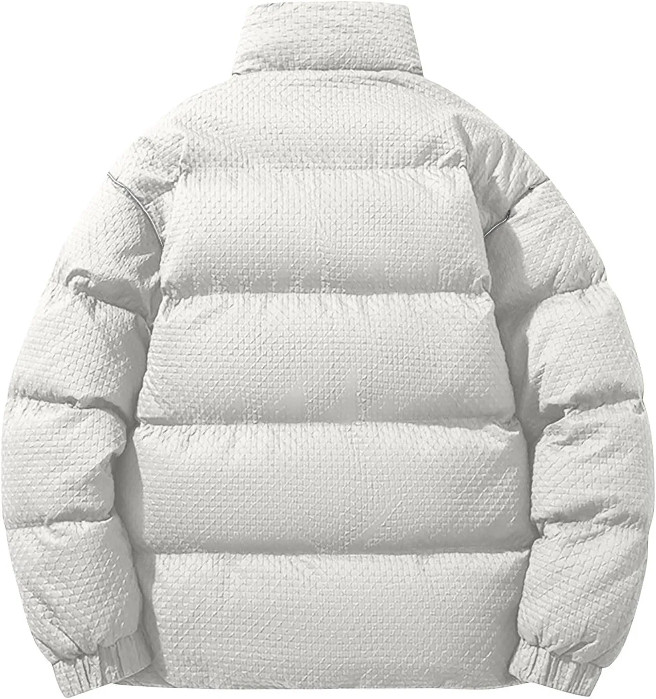 Puffer Quilted Jackets for Men Thickened Full Zip Padded Jackets Outerwear Casual Long Sleeve Stand Collar Down Coats