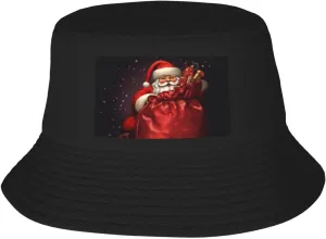 Santa's Gift Bag Printed Adult Fisherman's hat Bucket Hat Sunhat Black